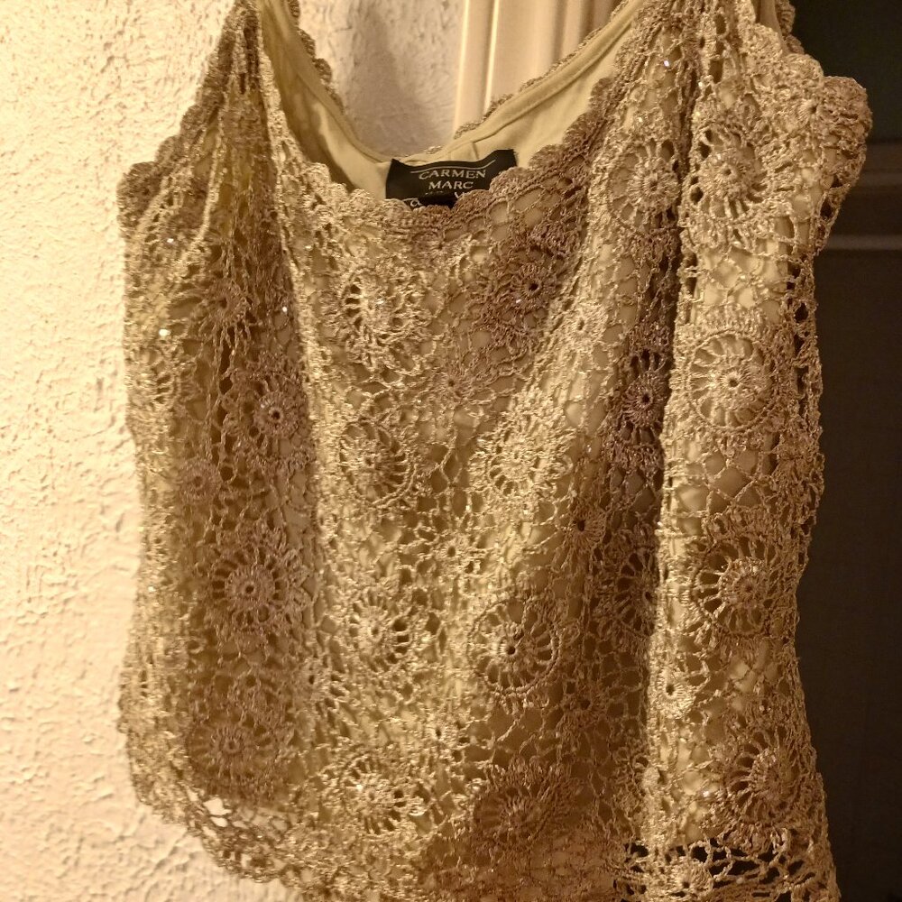 Carmen Marc valve gold/nude beaded camisole